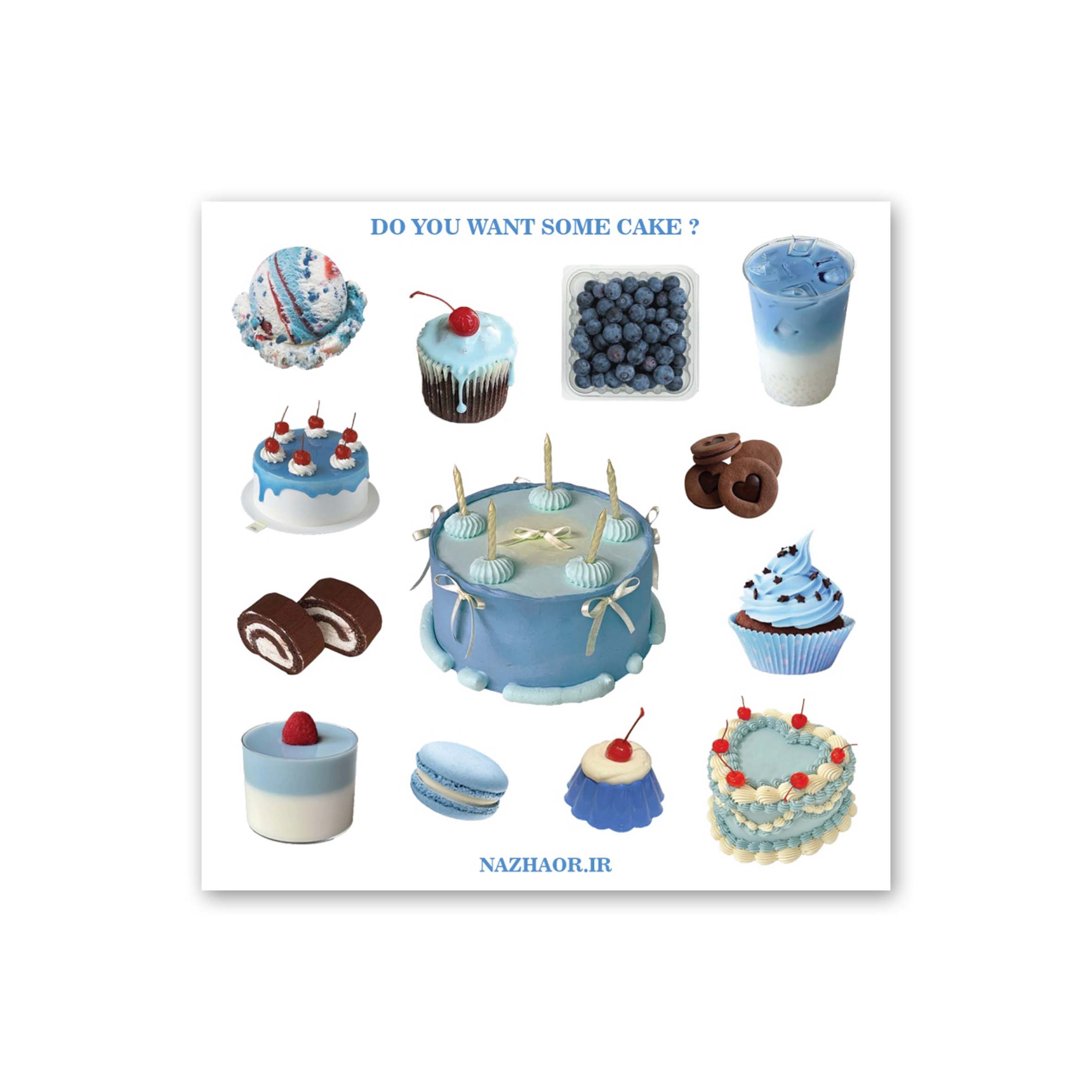 استیکر "do you want some cake" آبی